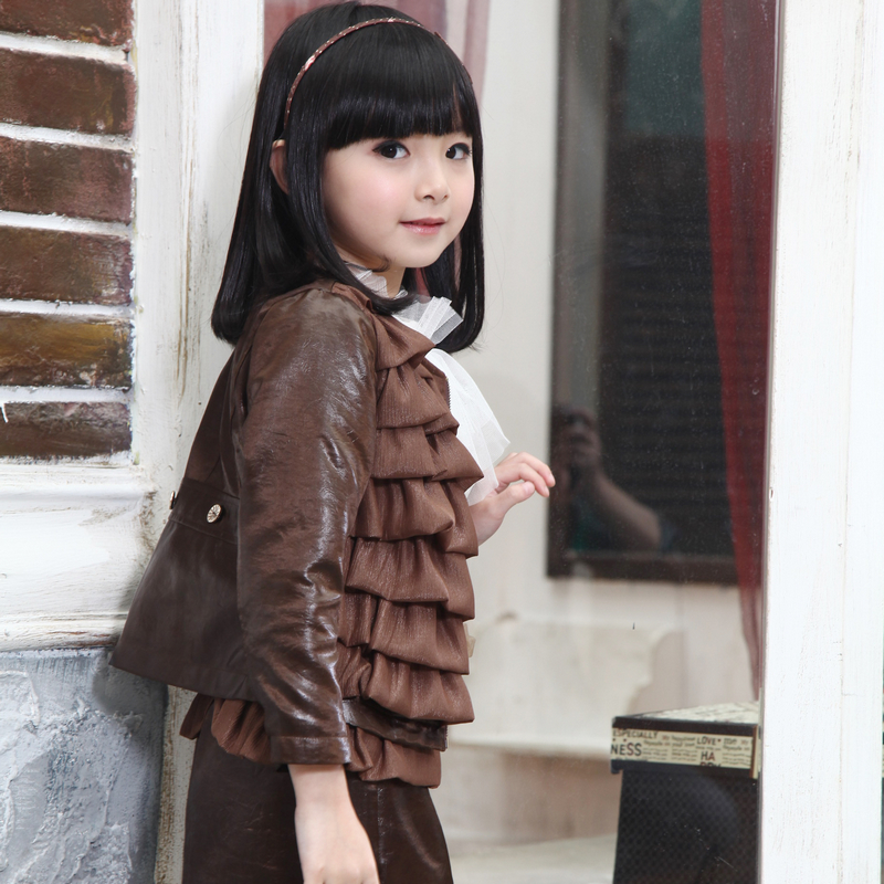 Children's clothing female child autumn and winter  baby child outerwear jacket trench zipper