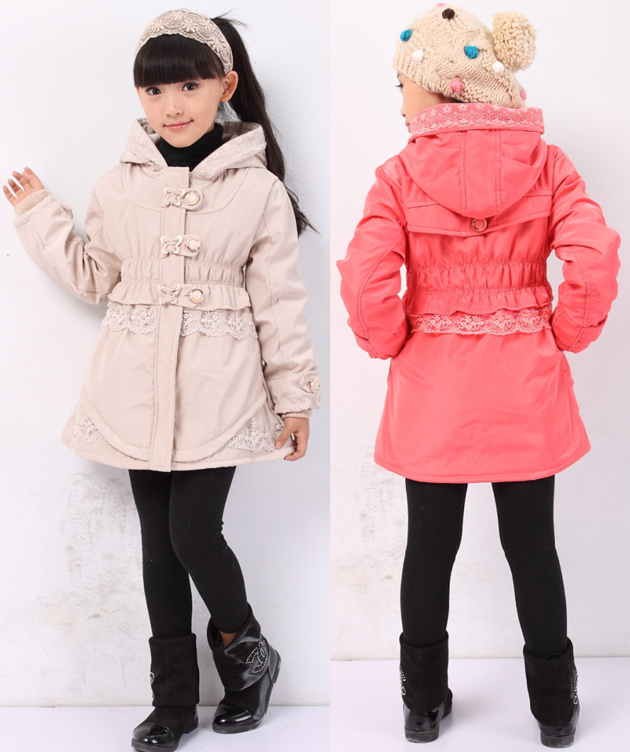 Children's clothing female child autumn and winter medium-long 2012 trench overcoat baby cotton-padded jacket child wadded