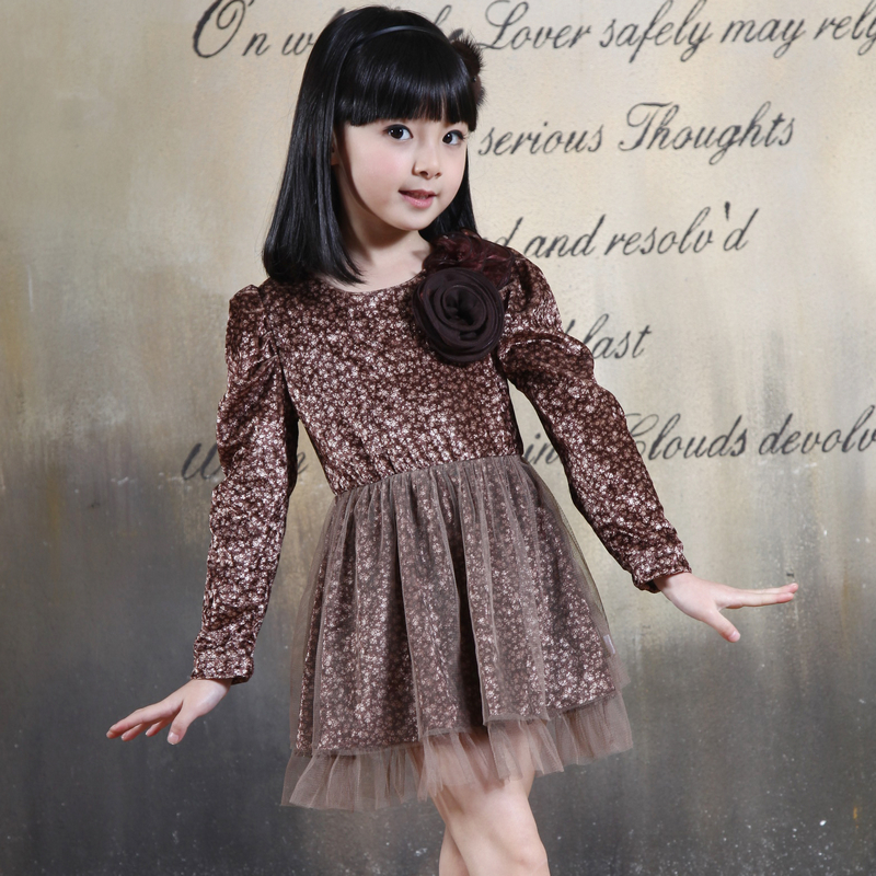 Children's clothing female child autumn and winter  princess wind sweet child overcoat outerwear trench one-piece dress
