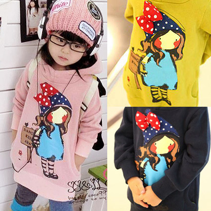 Children's clothing female child autumn baby bow cartoon girl child pullover sweatshirt ,free shipping