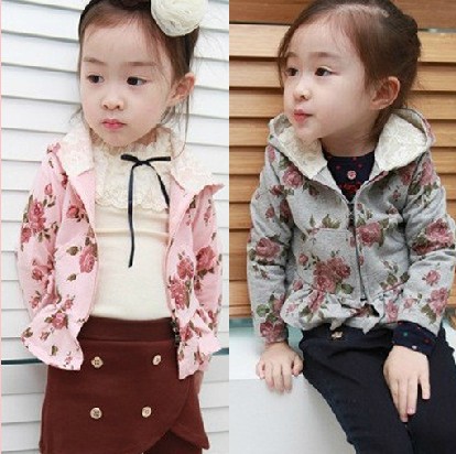 Children's clothing female child autumn baby child rose short design zipper sweater outerwear cy518