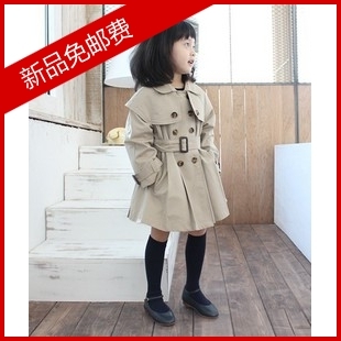 Children's clothing female child autumn outerwear fashion trench outergarment the trend of child belt trench