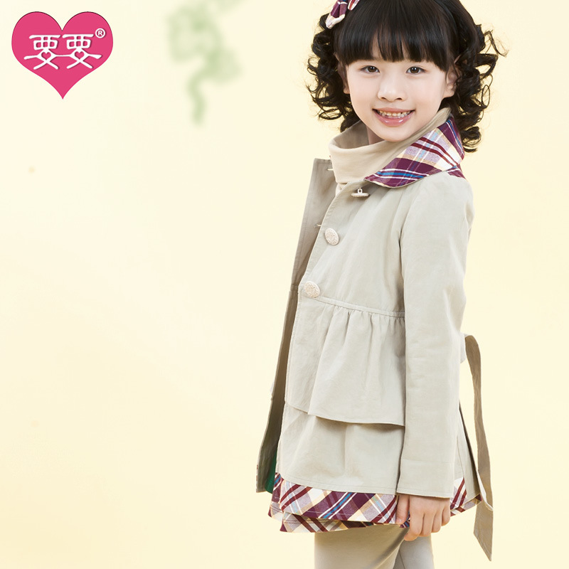 Children's clothing female child autumn trench 2012 child trench outerwear quality 100% cotton casual(005)