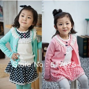 Children's clothing female child baby autumn cotton child long-sleeve T-shirt cardigan 5pcs/lot free shipping A01093