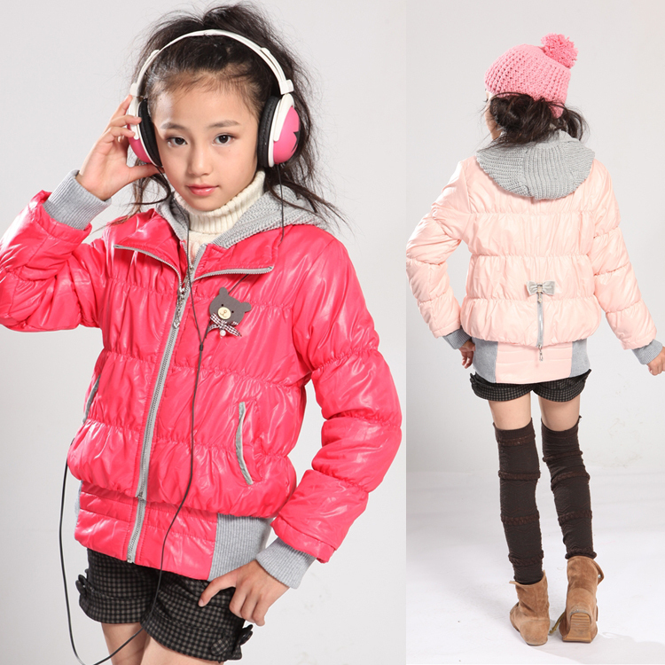 Children's clothing female child cotton trench short design outerwear cotton-padded jacket female big boy thickening wadded