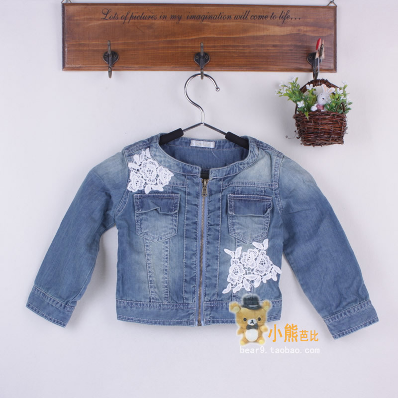 Children's clothing female child denim outerwear autumn 2012 child air conditioning shirt cardigan embroidered long-sleeve