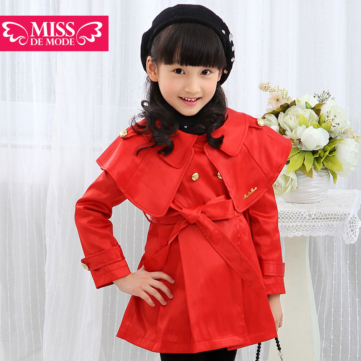 $ Children's clothing female child fashion cape trench paragraph outerwear 2013 child spring
