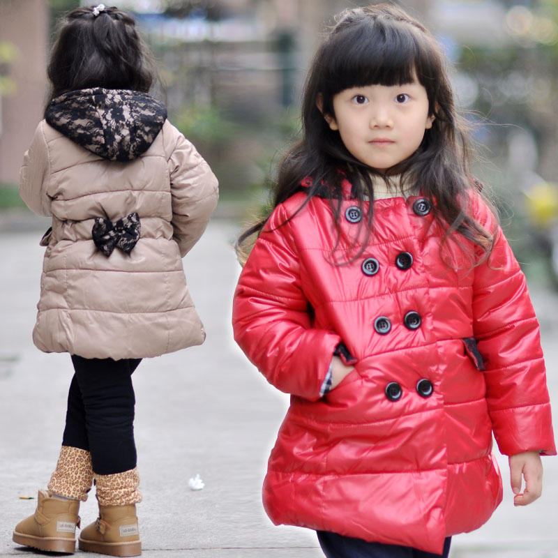 Children's clothing female child medium-long lace child cotton-padded thickening wadded jacket cotton-padded jacket 601296