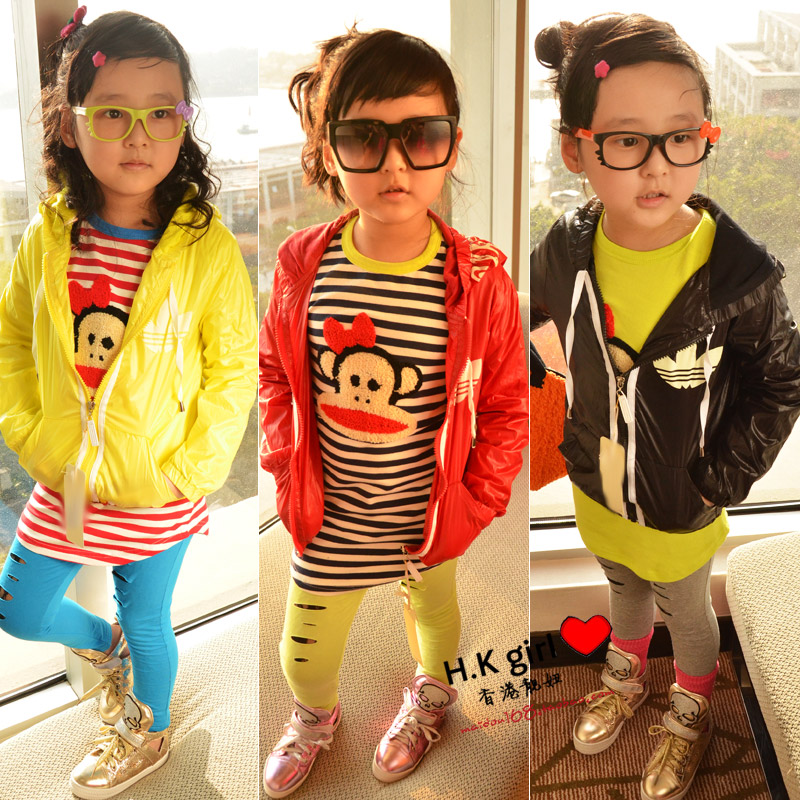 Children's clothing female child outerwear fashion hooded rope casual child cardigan spring trench