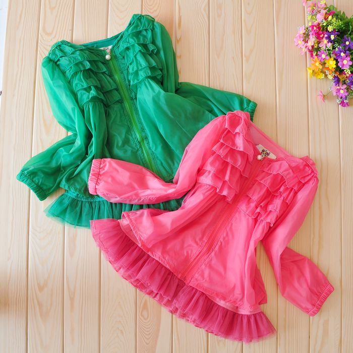 Children's clothing female child outerwear recovers the lace cardigan female cardigan girls clothing lace cardigan trench