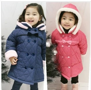 Children's clothing female child overcoat winter cotton-padded coat cotton overcoat female child trench double breasted