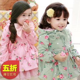 Children's clothing female child princess with a hood trench baby overcoat
