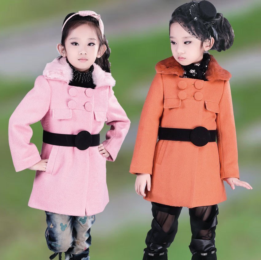Children's clothing female child spring 2012 female child outerwear quality woolen cotton-padded thickening cotton trench