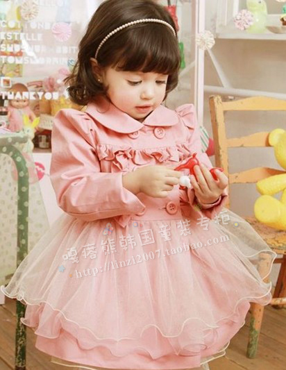 Children's clothing female child spring 2012 patchwork skirt clothing outerwear one-piece dress trench
