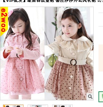 Children's clothing female child spring 2013 female trench long-sleeve dress outerwear top
