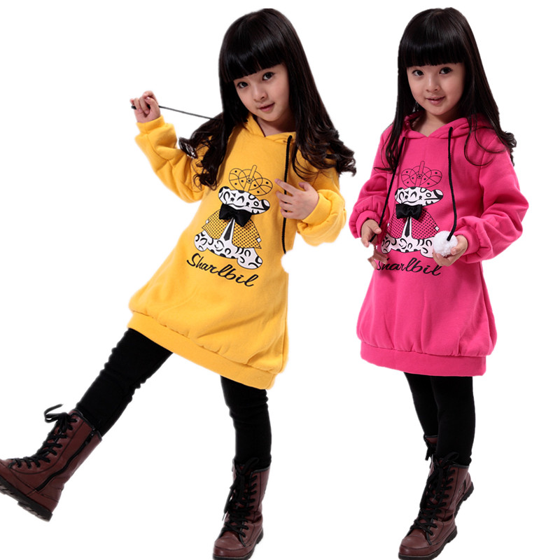 Children's clothing female child spring 2013 medium-large child floccular casual sweatshirt plus velvet long-sleeve outerwear