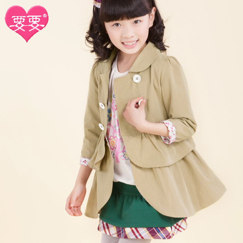 Children's clothing female child spring 2013 outerwear medium-large child outerwear overcoat female child trench