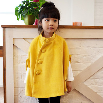 Children's clothing female child spring 2013 preppy style fur collar cloak wool trench coat outerwear