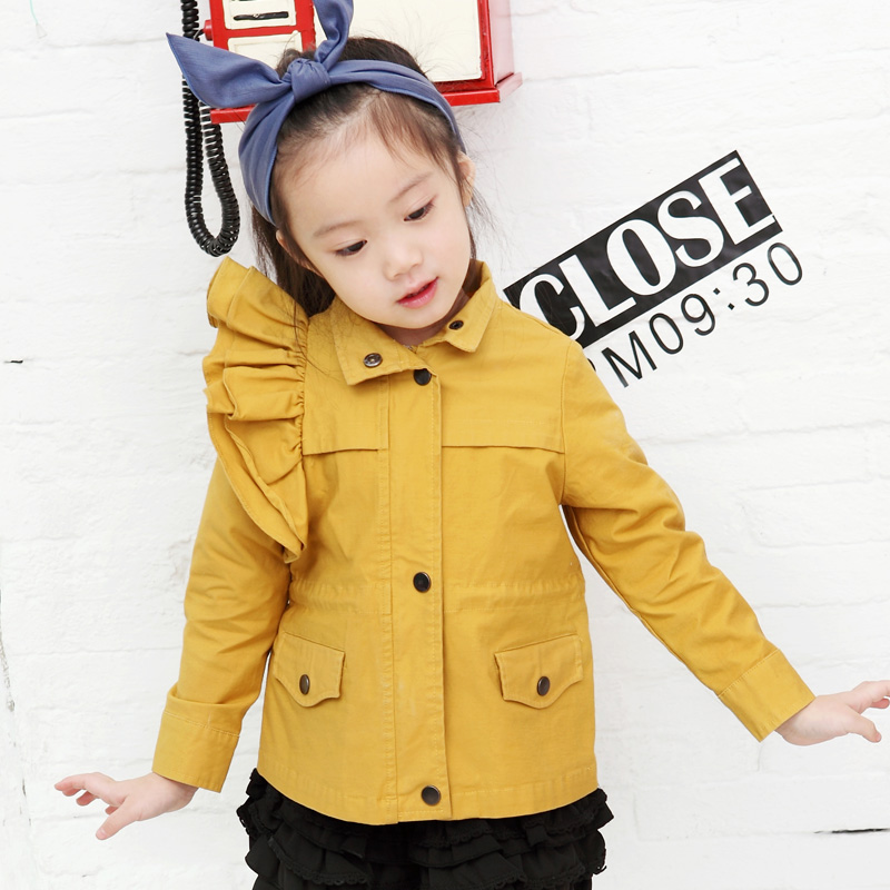 Children's clothing female child spring 2013 ruffle casual child trench outerwear