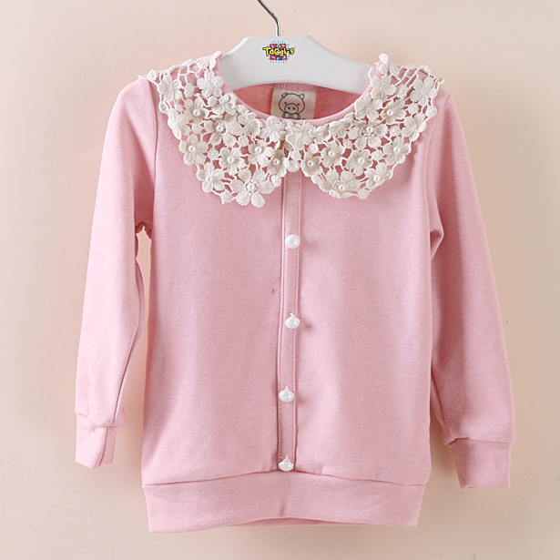 Children's clothing female child spring 2013 solid color large lace collar child pullover outerwear 0204v11