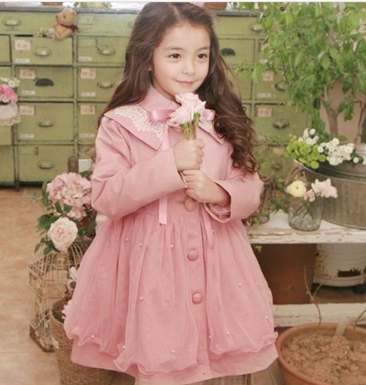 Children's clothing female child spring and autumn 2012 lace princess trench cardigan long design baby outerwear