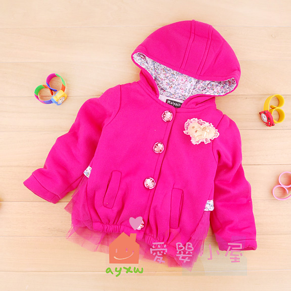 Children's clothing female child spring and autumn 2013 child baby with a hood outerwear shayi top xy427