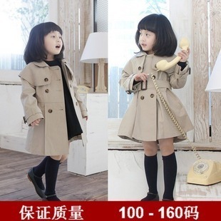 Children's clothing female child spring and autumn 2013 double breasted cape child trench female child outerwear overcoat