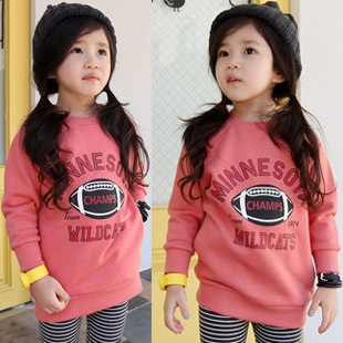 Children's clothing female child spring rugby pattern large fleece sweatshirt outerwear thickening 0204 - 43 FREE SHIPPING