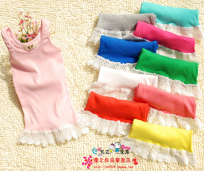Children's clothing female child summer 2013 child baby candy color spaghetti strap top vest basic shirt sleeveless T-shirt