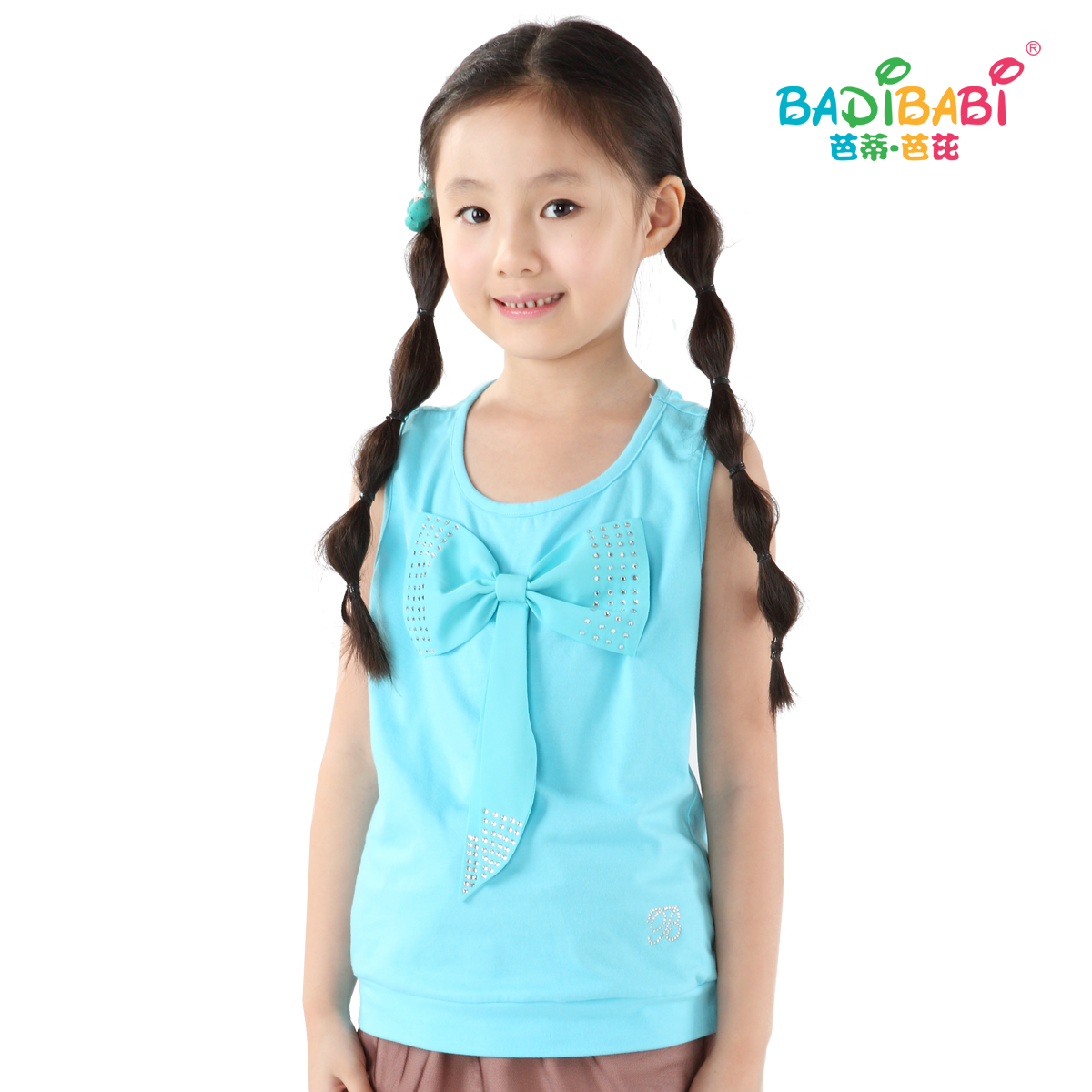 Children's clothing female child summer o-neck sleeveless 2012 all-match T-shirt child vest blue