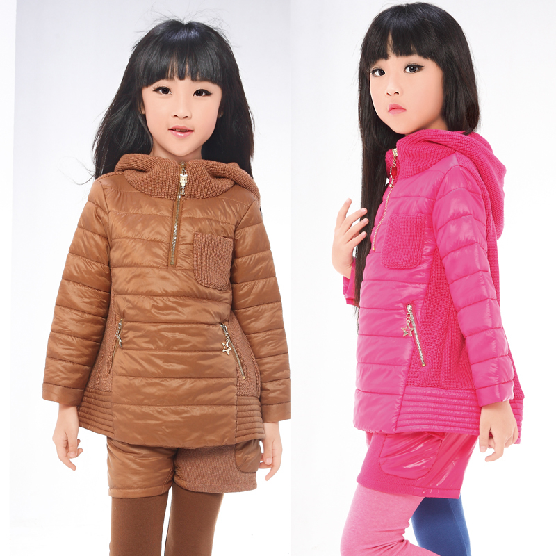 Children's clothing female child sweater 2012 child winter yarn short design plus cotton sweater hooded sweater fashion
