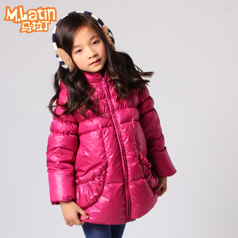 Children's clothing female child sweet medium-long thickening wadded jacket 2264395