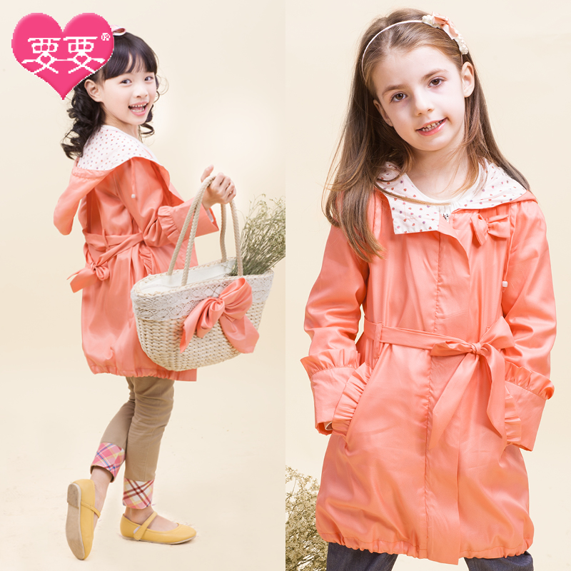 Children's clothing female child trench 2013 spring outerwear princess child trench