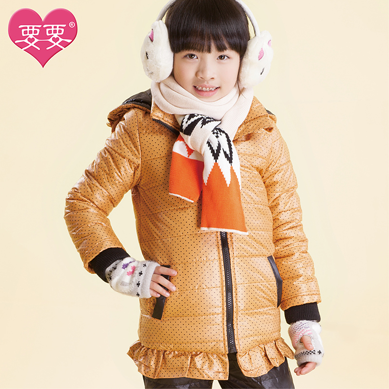 Children's clothing female child wadded jacket 2013 long design thickening winter child cotton-padded jacket cotton-padded
