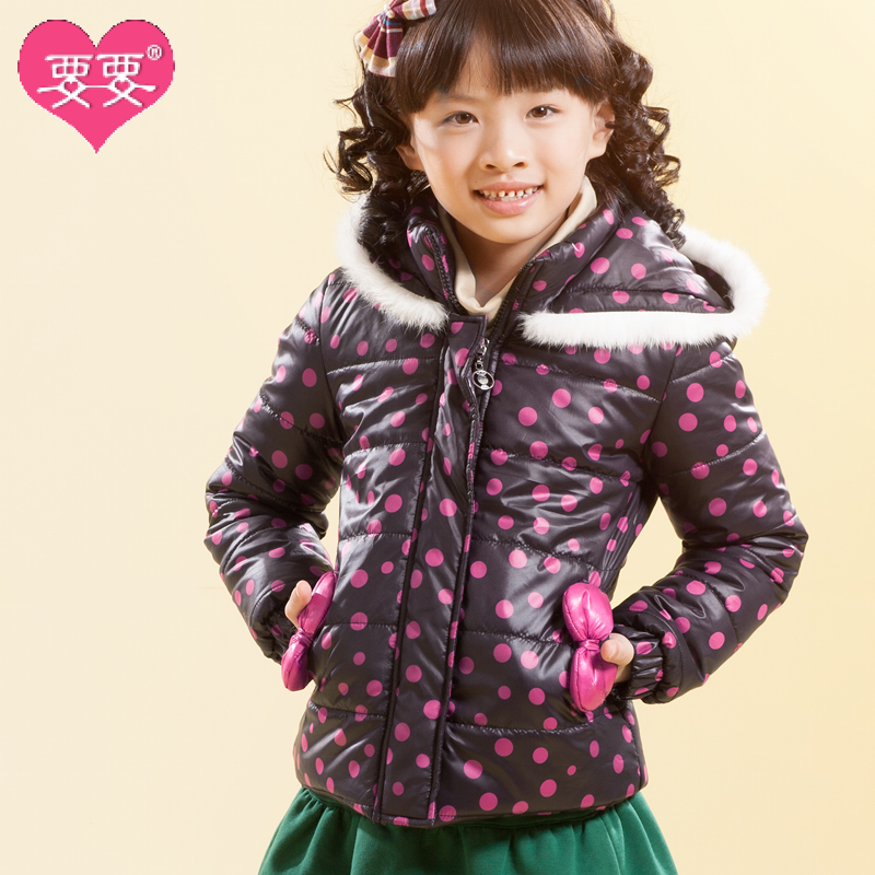 Children's clothing female child wadded jacket 2013 thickening child cotton-padded jacket polka dot cotton-padded jacket