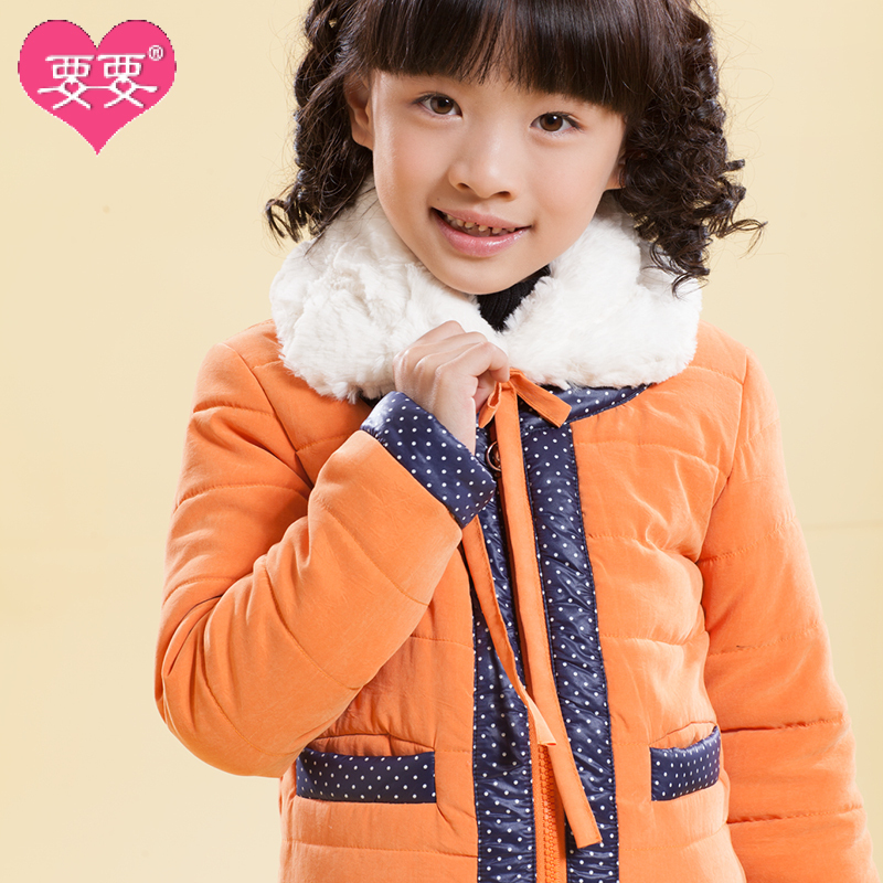Children's clothing female child wadded jacket 2013 thickening fur collar child cotton-padded jacket casual child cotton-padded