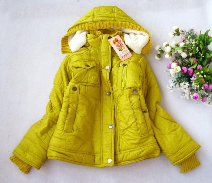 Children's clothing female child wadded jacket winter berber fleece entresol cotton-padded jacket short design cotton-padded