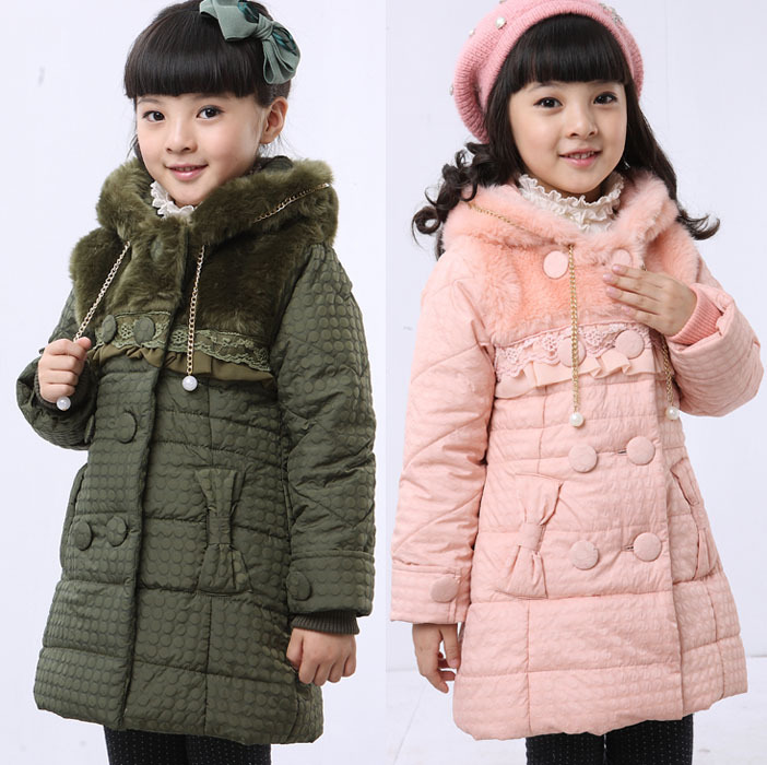Children's clothing female child wadded jacket winter trench outerwear 2012 cotton-padded jacket child cotton-padded jacket