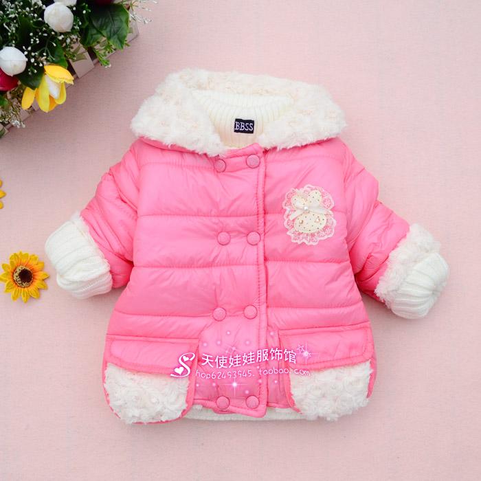 Children's clothing female child winter 2012 baby cotton-padded jacket plus velvet thickening outerwear berber fleece wadded