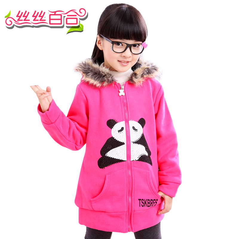 Children's clothing female child winter 2012 child winter with a hood overcoat cardigan thickening sweatshirt outerwear