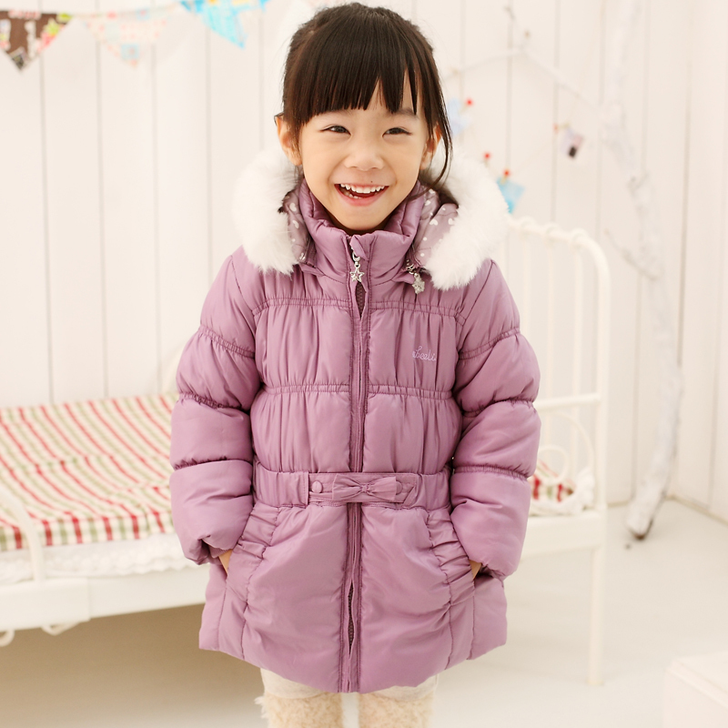 children's clothing female child winter 2012 medium-long wadded jacket cotton-padded jacket cotton-padded jacket