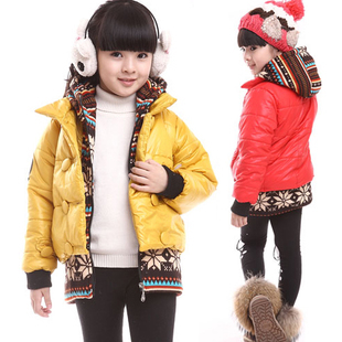 Children's clothing female child winter 2012 wadded jacket outerwear child faux two piece cotton-padded jacket child