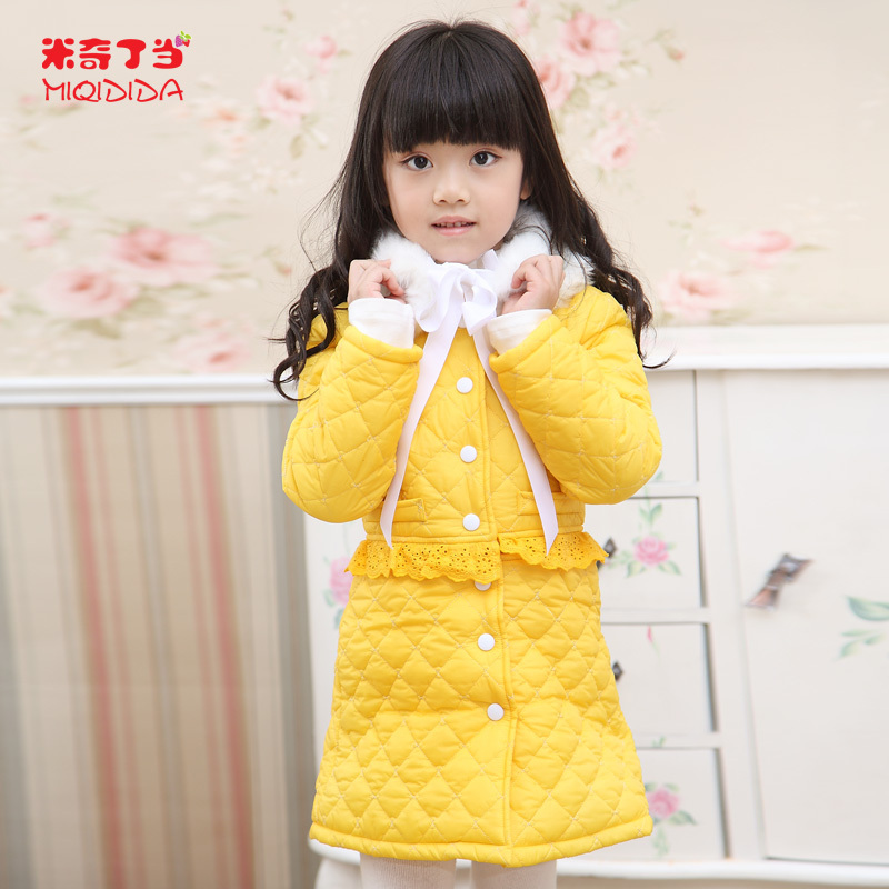 children's clothing female child  winter child long design short design two ways outerwear triangle set wadded jacket