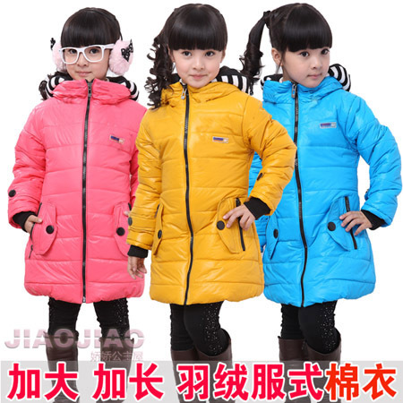 Children's clothing female child winter lengthen wadded jacket casual child wadded jacket thermal thickening hot-selling wadded