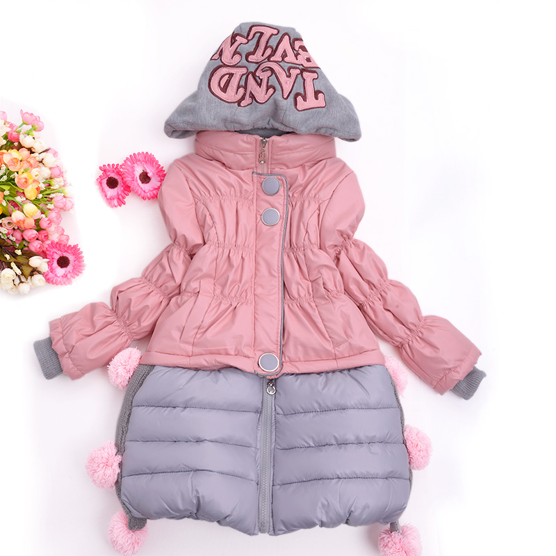 Children's clothing female child winter long-sleeve thermal cotton trench female child big boy long design fashion all-match