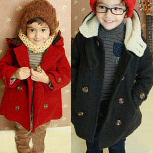 Children's clothing female child winter thickening plush child outerwear overcoat
