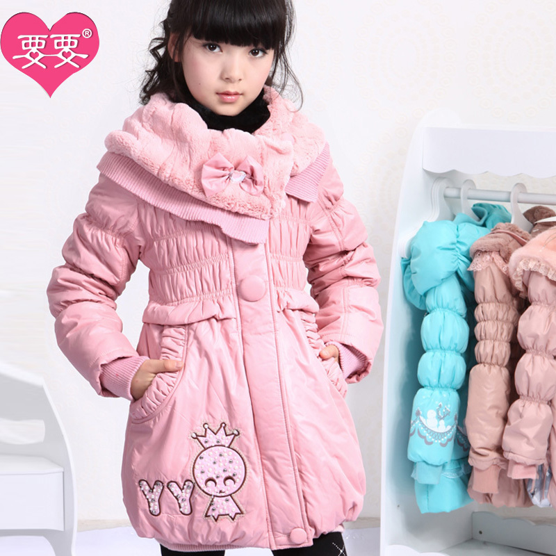 Children's clothing female child winter thickening wadded jacket 12 medium-long cotton-padded jacket medium-large child princess