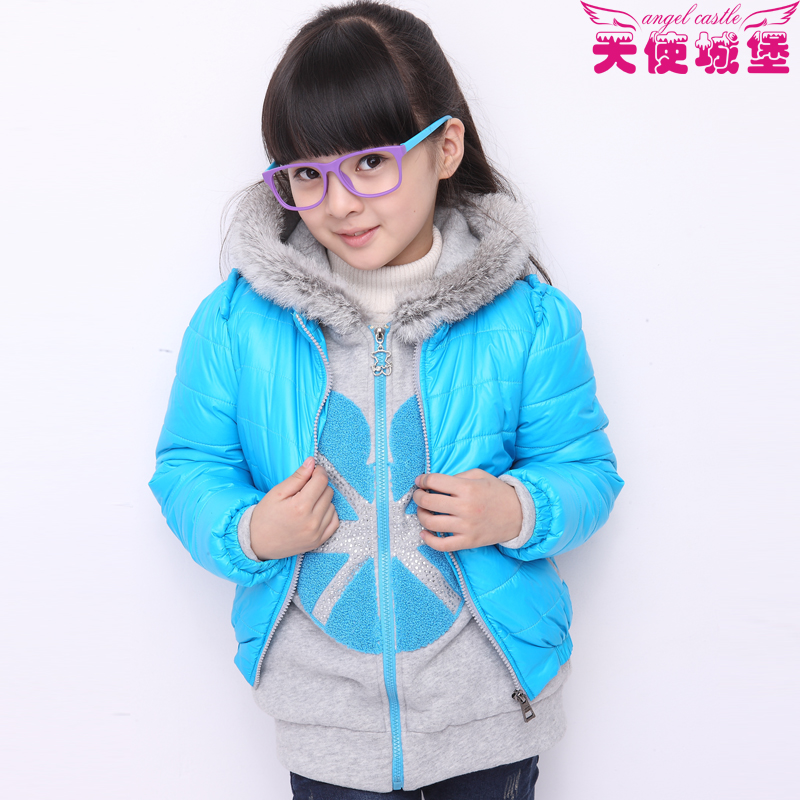 Children's clothing female child winter wadded jacket thick thermal wadded jacket cotton-padded jacket sweatshirt 2 piece set
