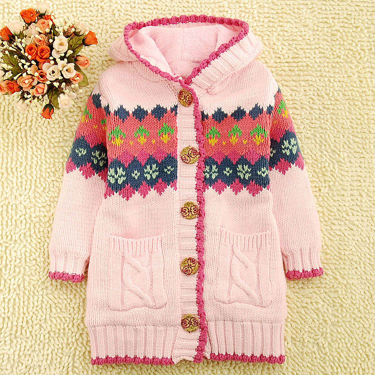 Children's clothing female winter child 2012 child long design sweater baby cotton-padded jacket thick outerwear plus velvet