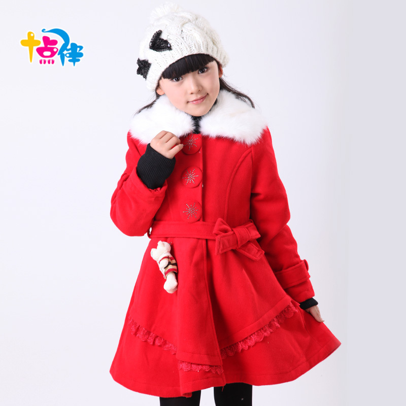 Children's clothing female winter child 2012 child winter wool wool coat round buckle trench